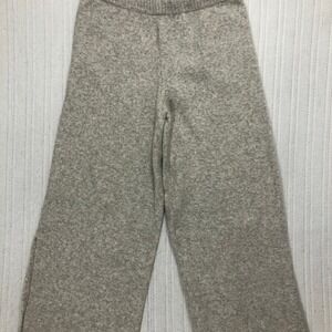 H&M Alpaca Blend Knit Wide Leg Pants Oatmeal Beige Side Slit Size Large